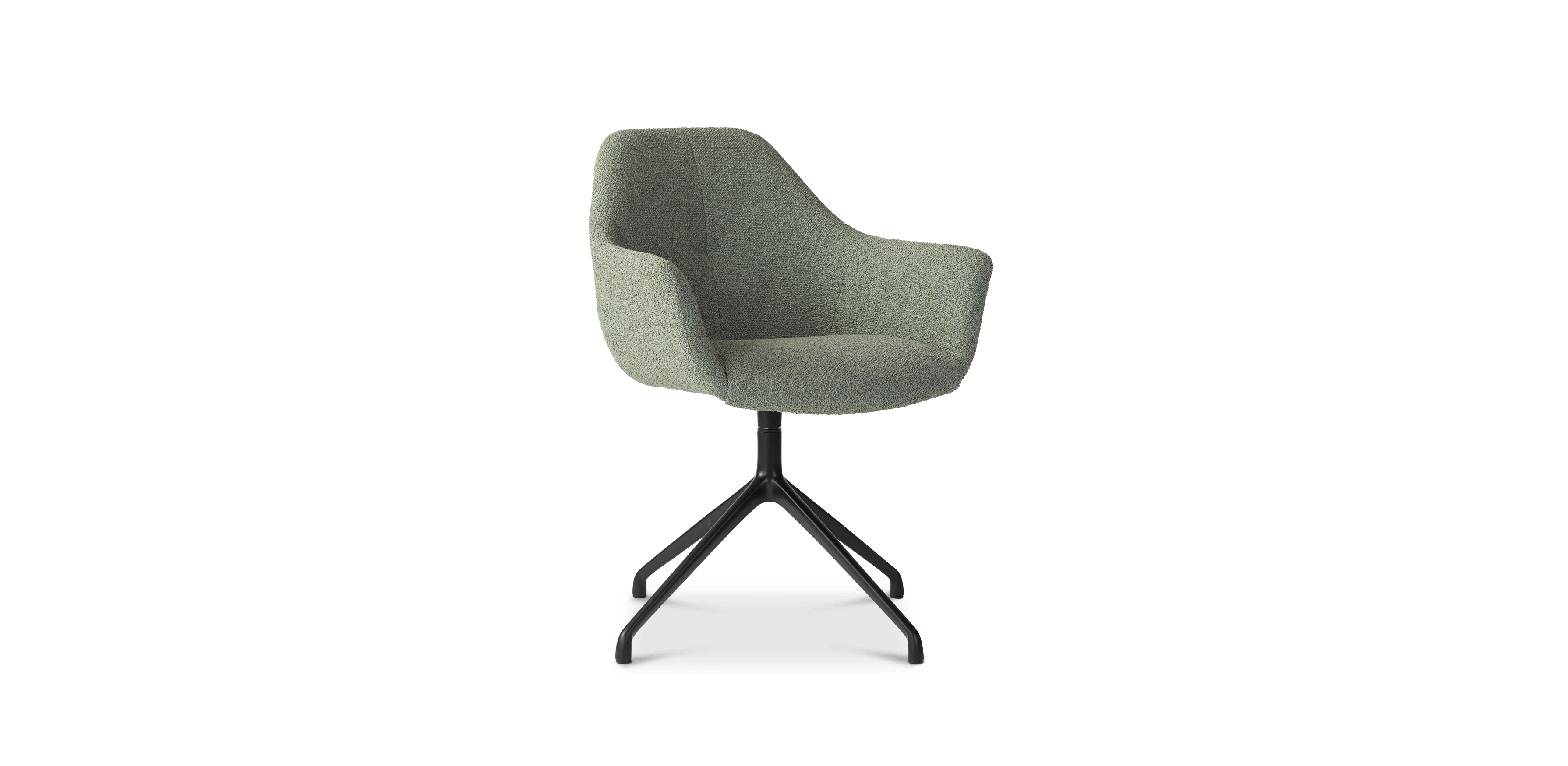 Ids eetkamerstoel cosmo - lightgreen - draaivoet zwart