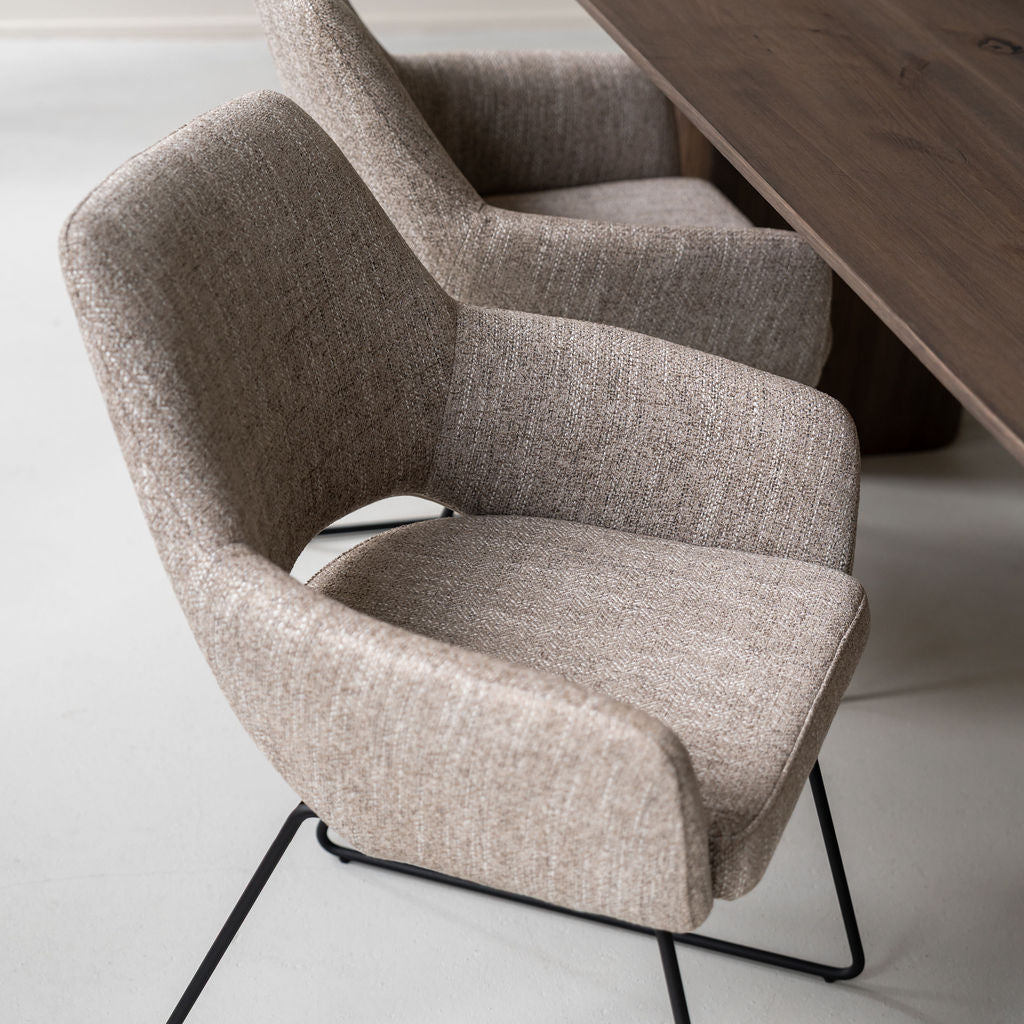 Eetkamerstoel Yanai - biscuit beach - slide black