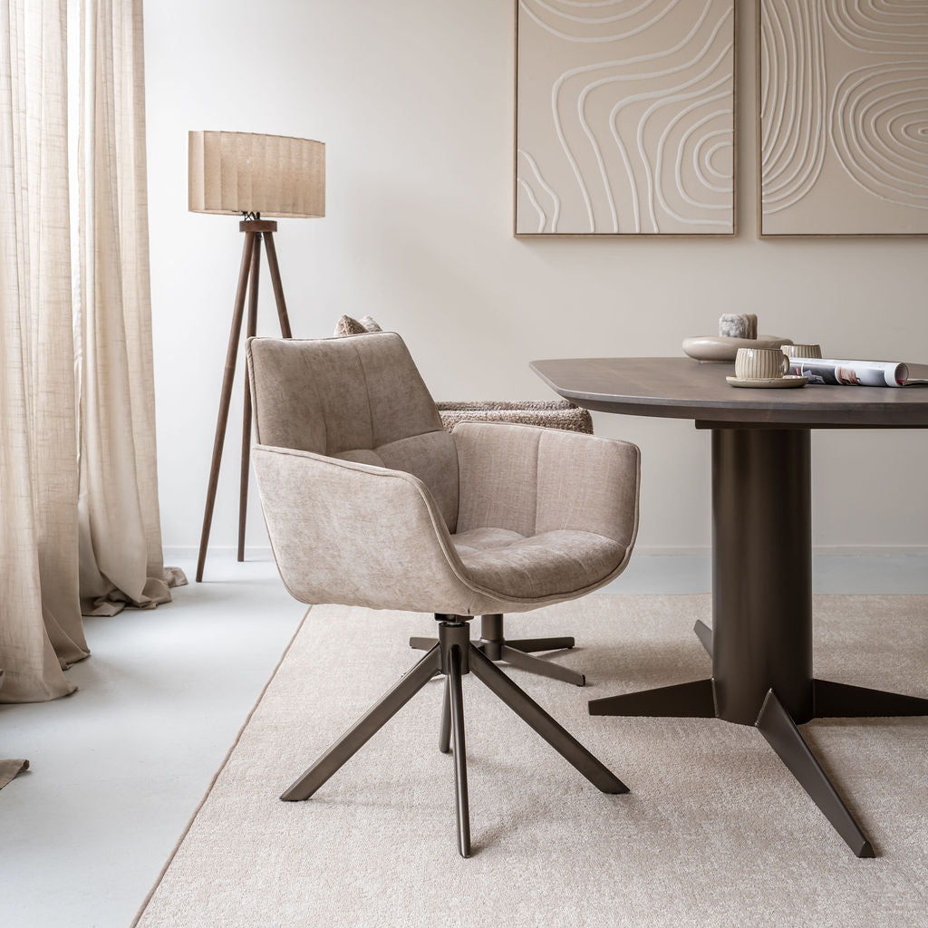 Eetkamerstoel monaco met armleuning - milan beige