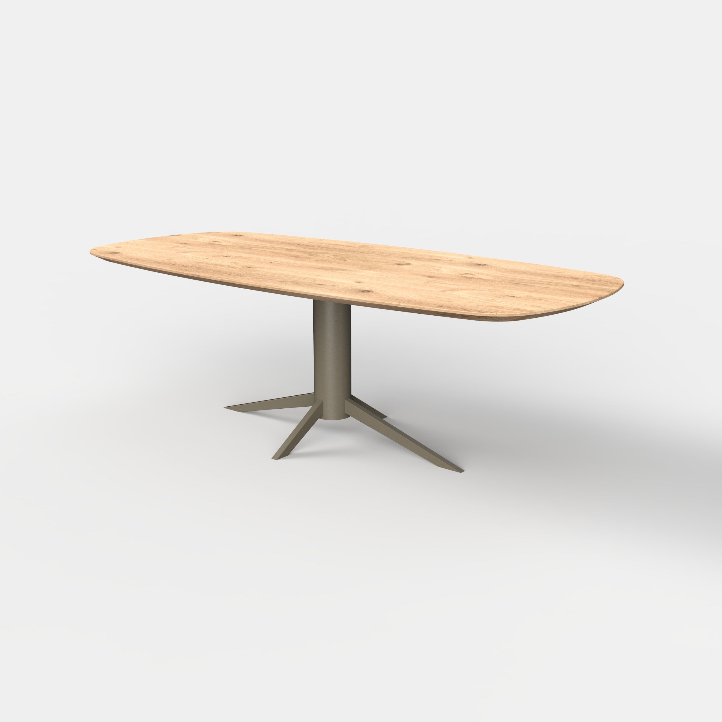 Deens ovale eiken eettafel Levi - ultra mat - onderstel beige