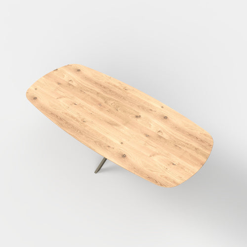 Deens ovale eiken eettafel Levi - ultra mat - onderstel beige
