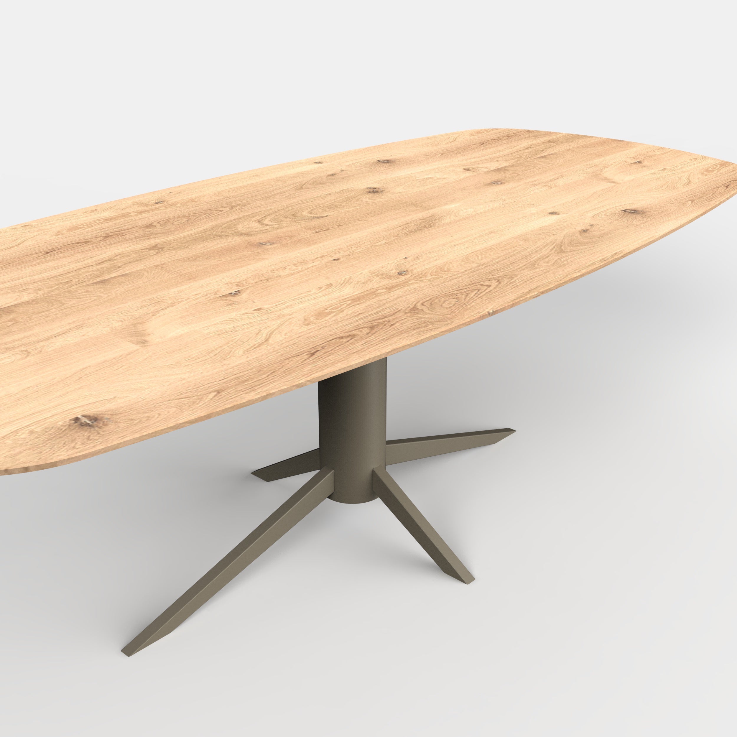 Deens ovale eiken eettafel Levi - ultra mat - onderstel beige