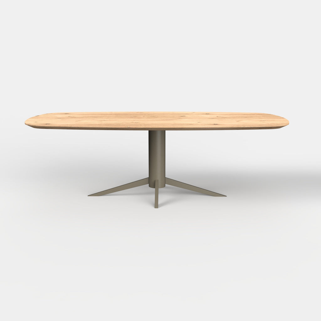 Deens ovale eiken eettafel Levi - ultra mat - onderstel beige