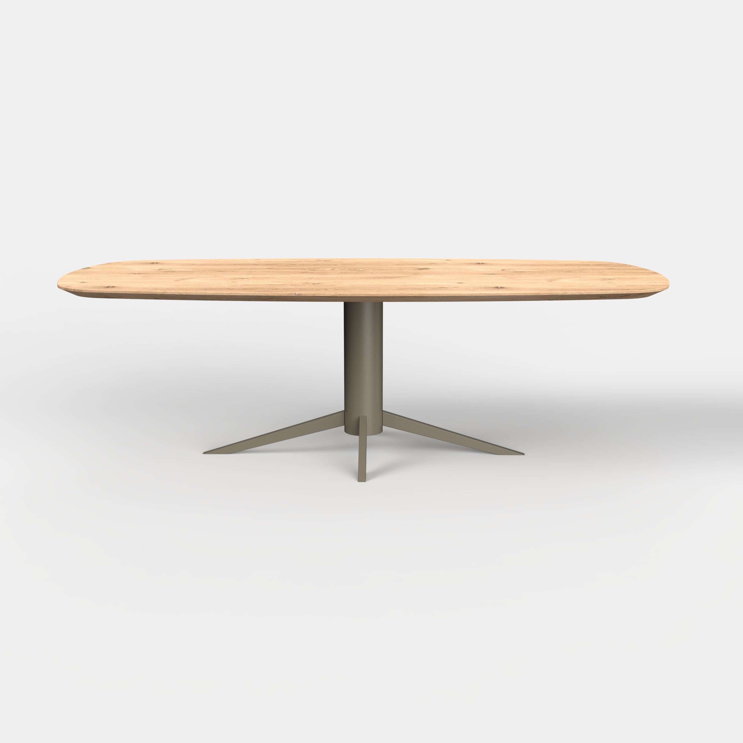 Deens ovale eiken eettafel Levi - ultra mat - onderstel beige