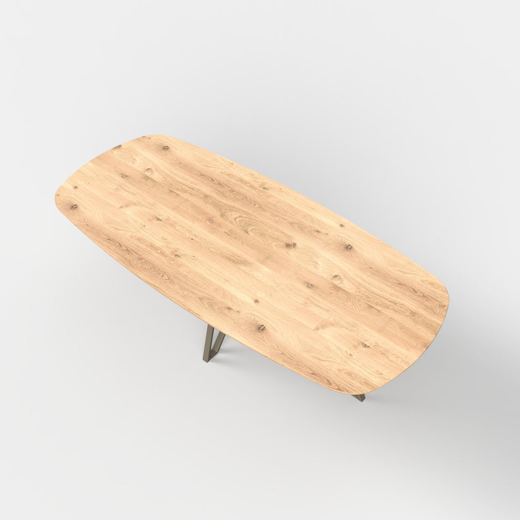 Deens ovale eiken eettafel mila - ultra mat - onderstel beige