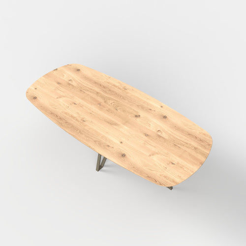 Deens ovale eiken eettafel mila - ultra mat - onderstel beige