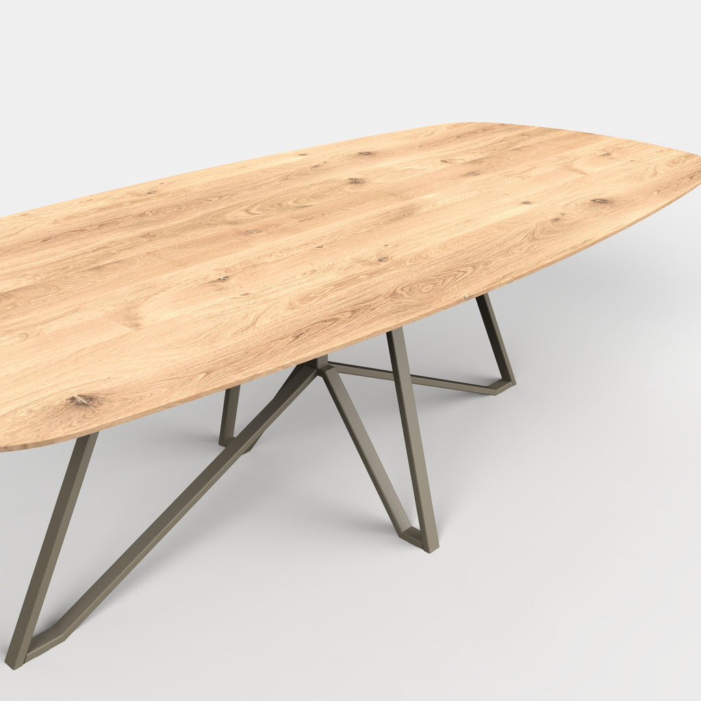 Deens ovale eiken eettafel mila - ultra mat - onderstel beige