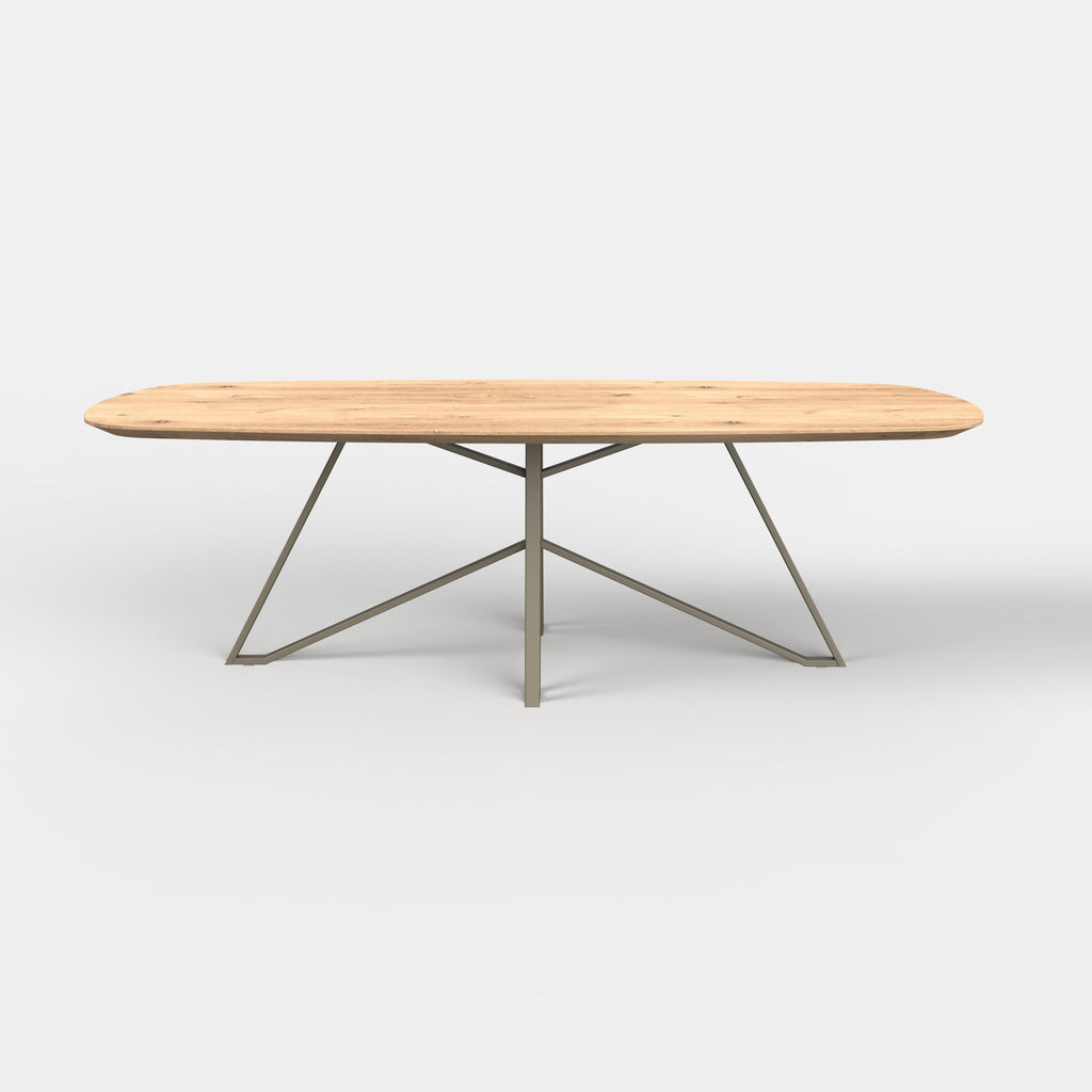 Deens ovale eiken eettafel mila - ultra mat - onderstel beige