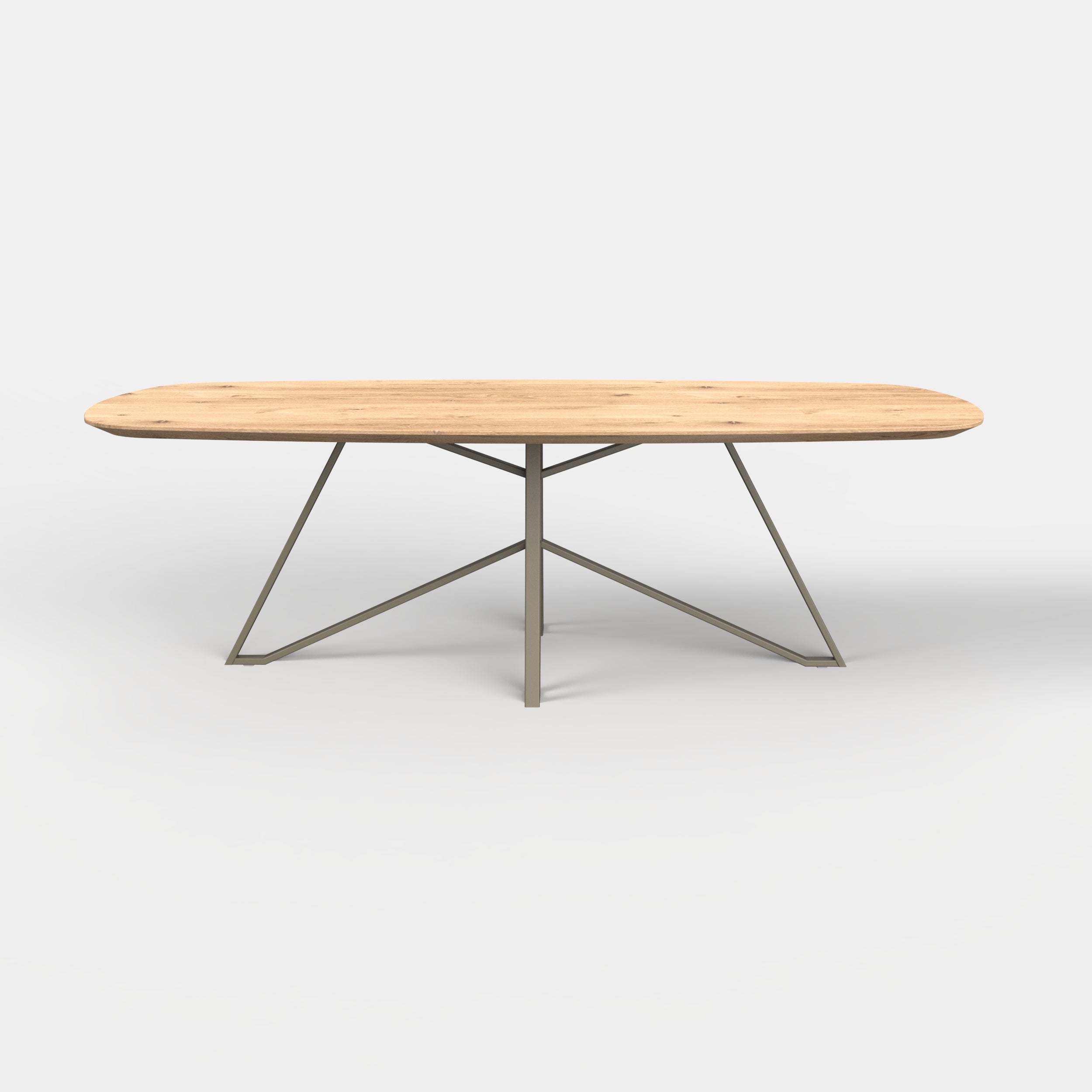 Deens ovale eiken eettafel mila - ultra mat - onderstel beige