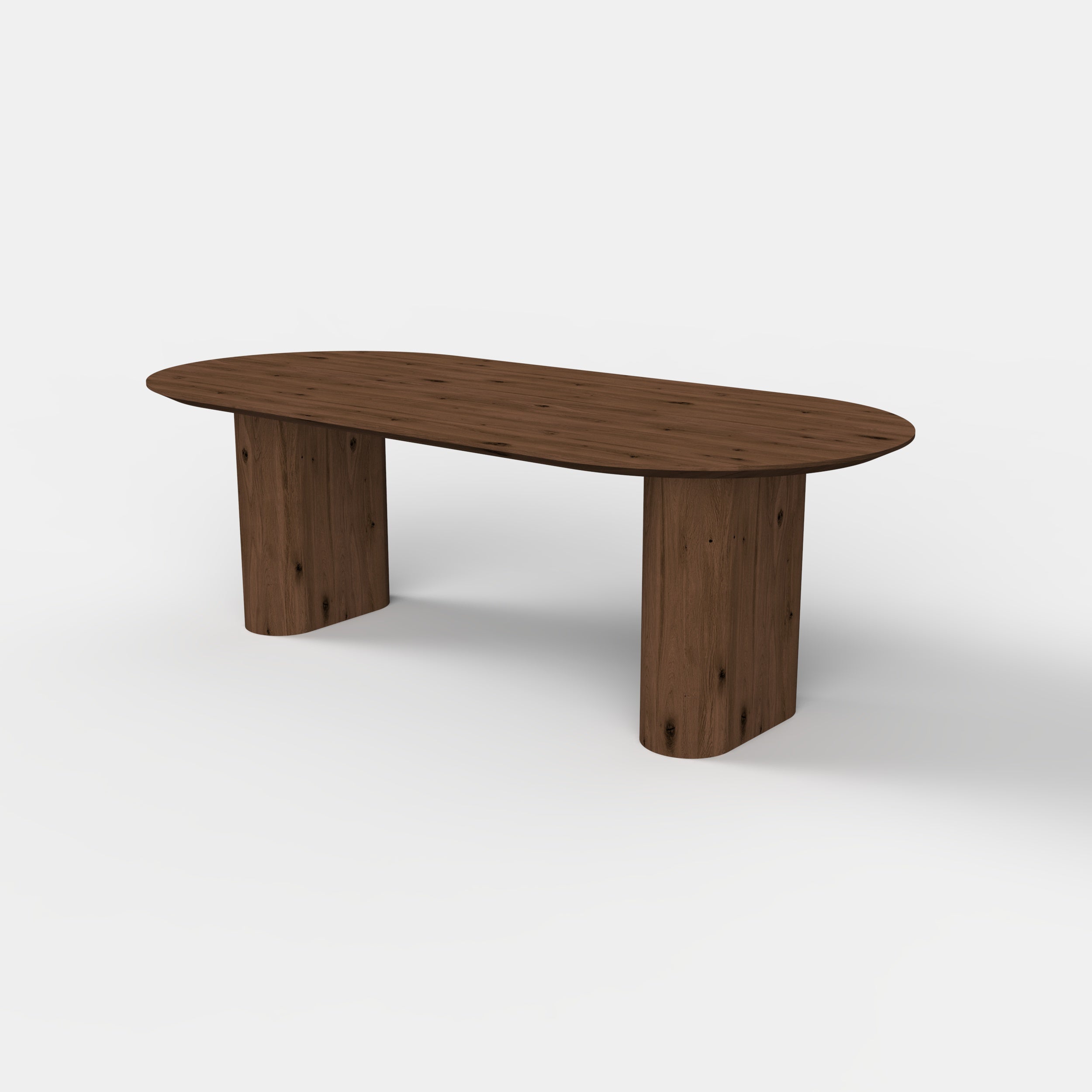 Plat ovale eiken eettafel Noah - mokka - onderstel mokka