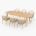 Deens ovale iroko tuinset Finn - 6 tuinstoelen Nevada champagne