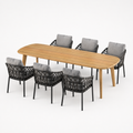 Deens ovale iroko tuinset Finn - 6 tuinstoelen Nevada mountain grey