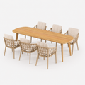 Deens ovale iroko tuinset Finn - 6 tuinstoelen SantaFe champagne