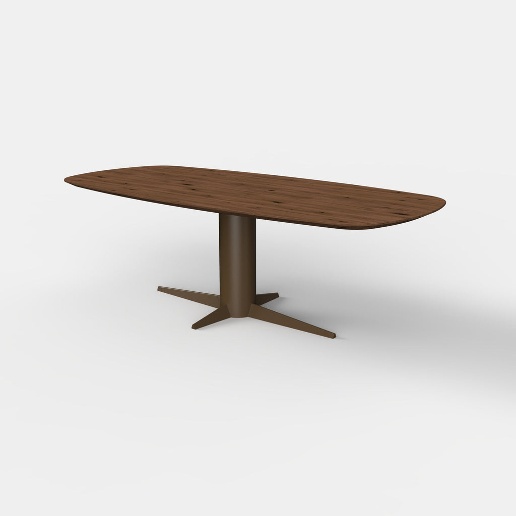 Deens ovale eiken eettafel Dex - Mokka - onderstel anodic brown