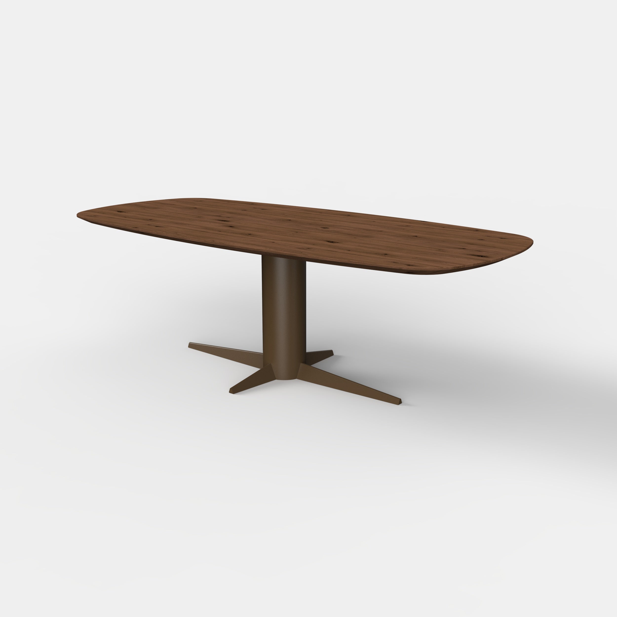 Deens ovale eiken eettafel Dex - Mokka - onderstel anodic brown