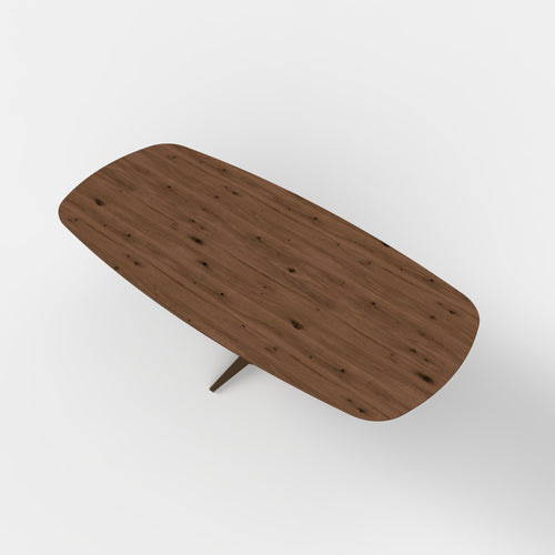 Deens ovale eiken eettafel Dex - Mokka - onderstel anodic brown