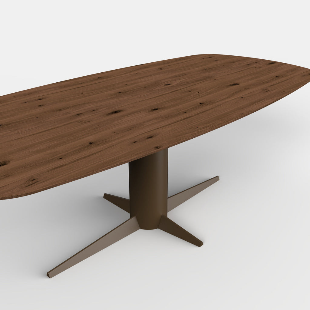 Deens ovale eiken eettafel Dex - Mokka - onderstel anodic brown