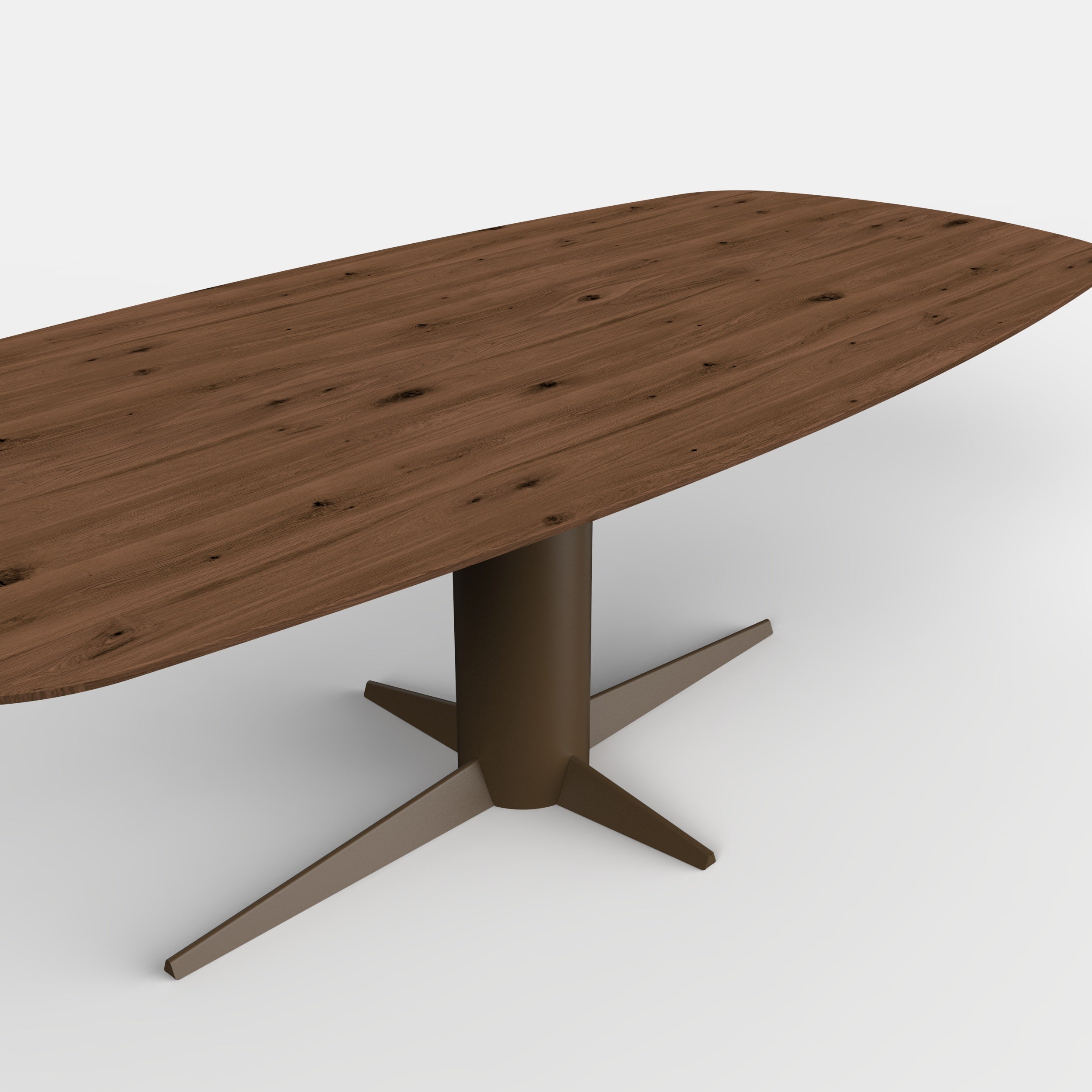 Deens ovale eiken eettafel Dex - Mokka - onderstel anodic brown