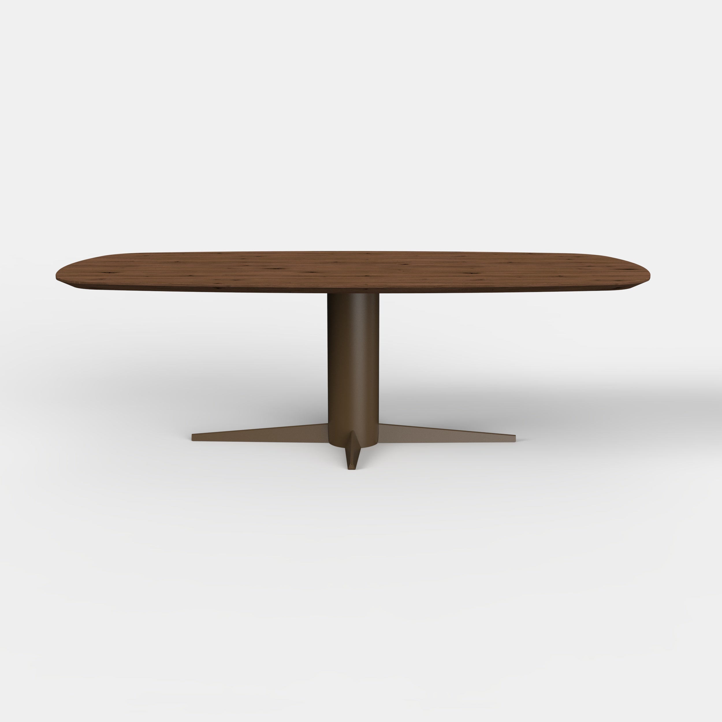 Deens ovale eiken eettafel Dex - Mokka - onderstel anodic brown
