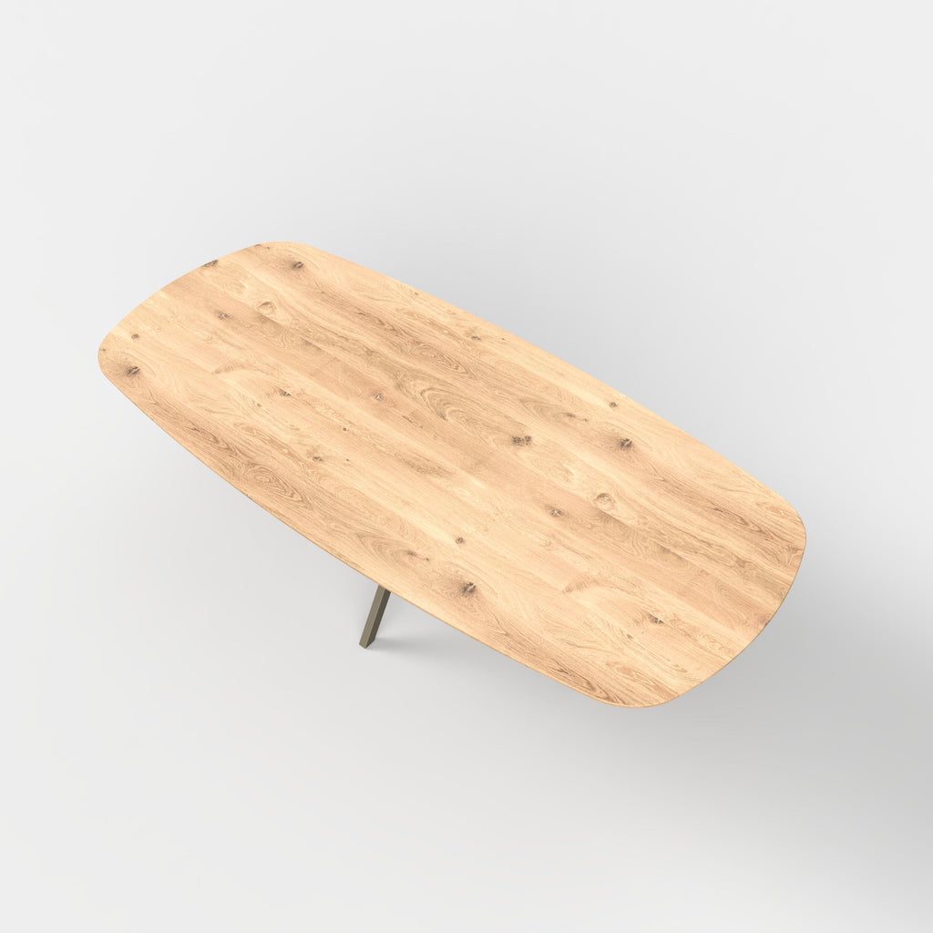 Deens ovale eiken eettafel Lente - ultra mat - onderstel beige
