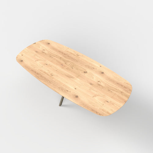 Deens ovale eiken eettafel Lente - ultra mat - onderstel beige