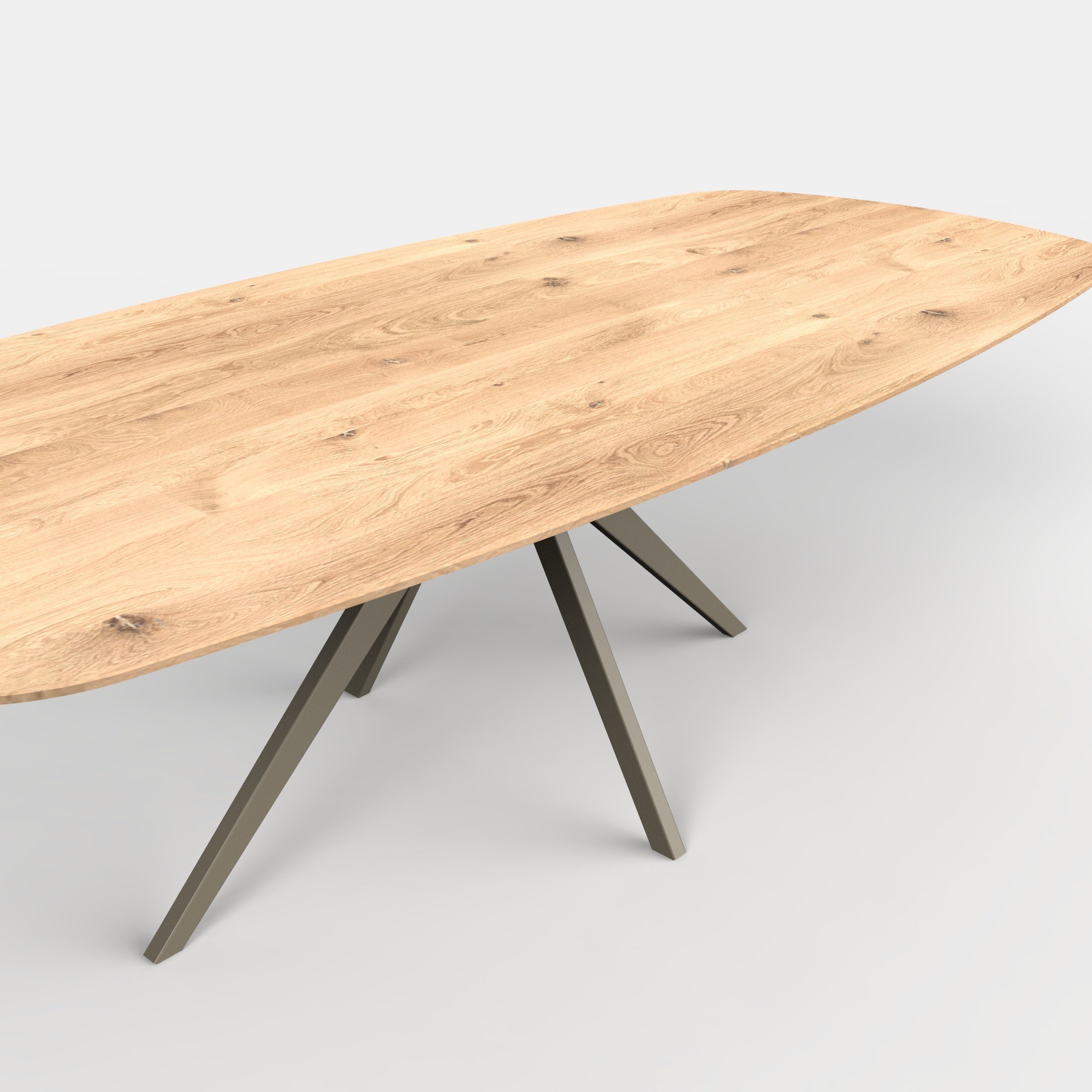 Deens ovale eiken eettafel Lente - ultra mat - onderstel beige