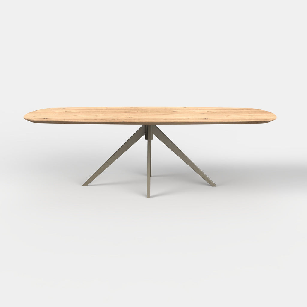 Deens ovale eiken eettafel Lente - ultra mat - onderstel beige
