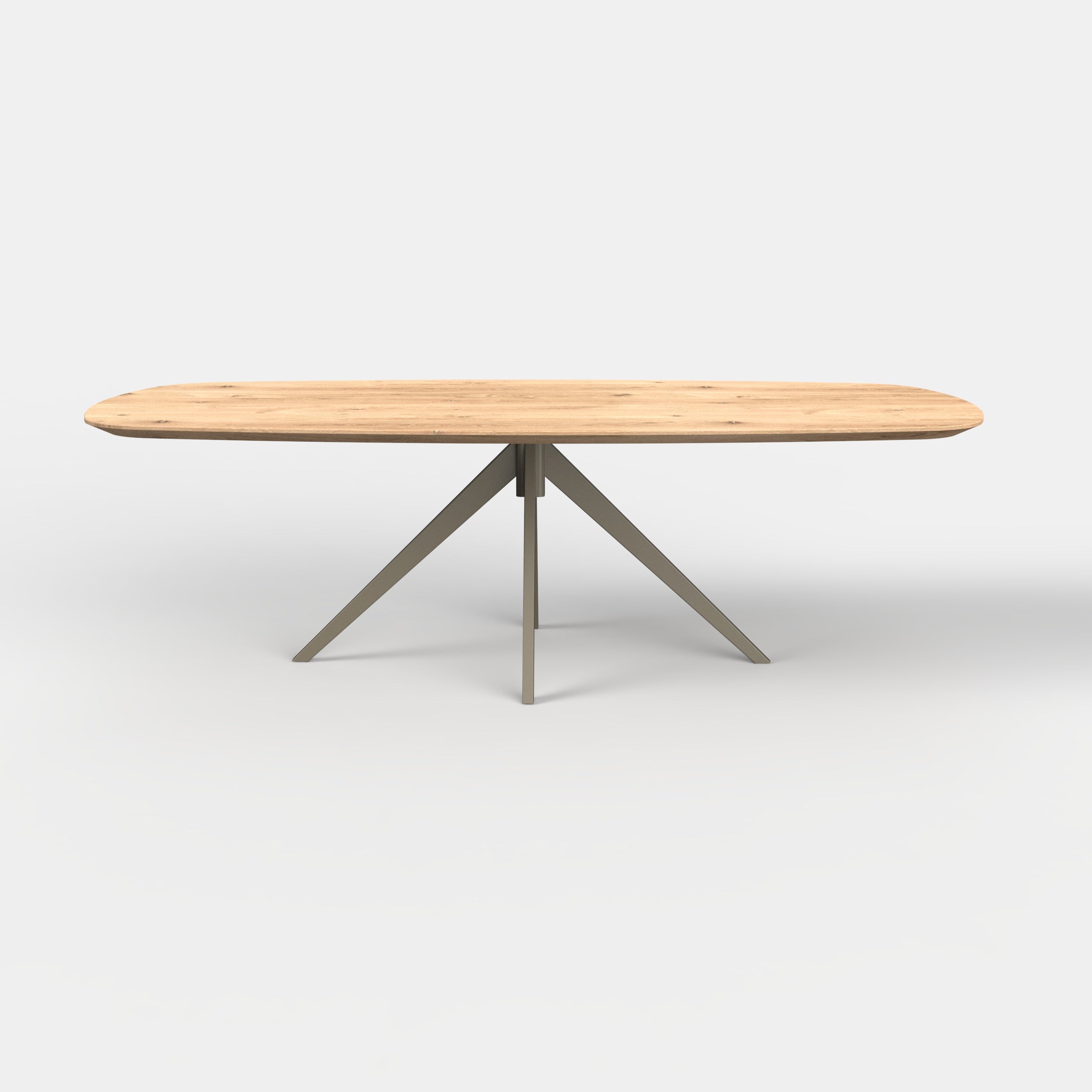 Deens ovale eiken eettafel Lente - ultra mat - onderstel beige