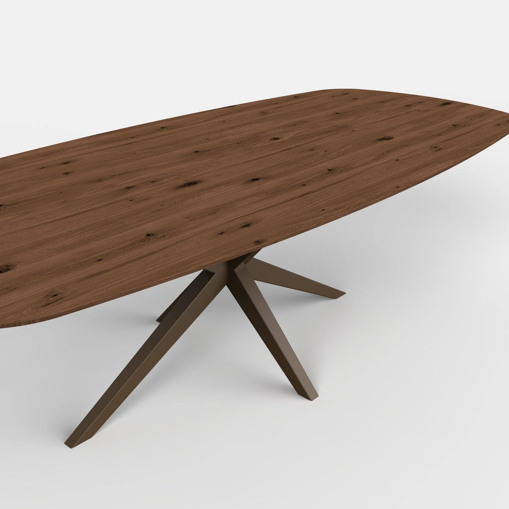 Deens ovale eiken eettafel Nero - mokka - onderstel anodic brown