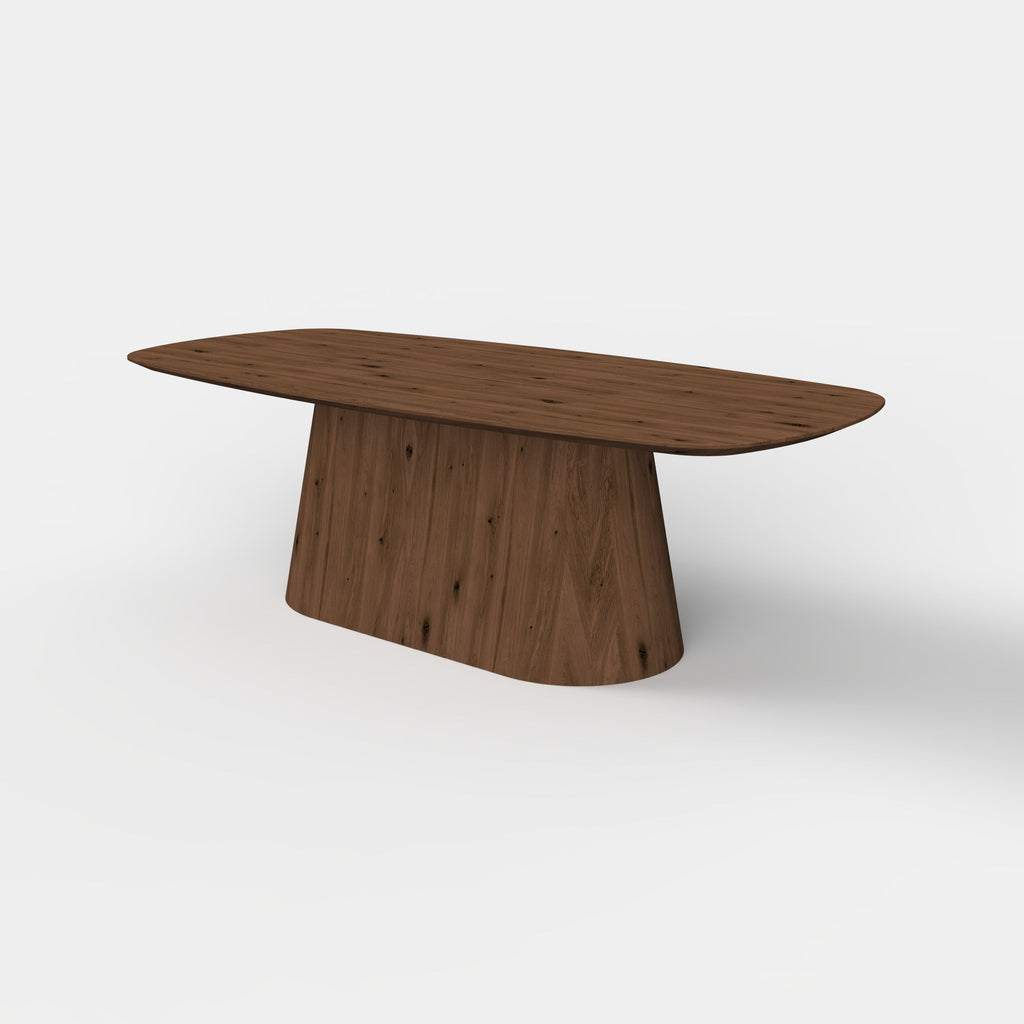 Deens ovale eiken eettafel Niva - mokka - onderstel eiken mokka