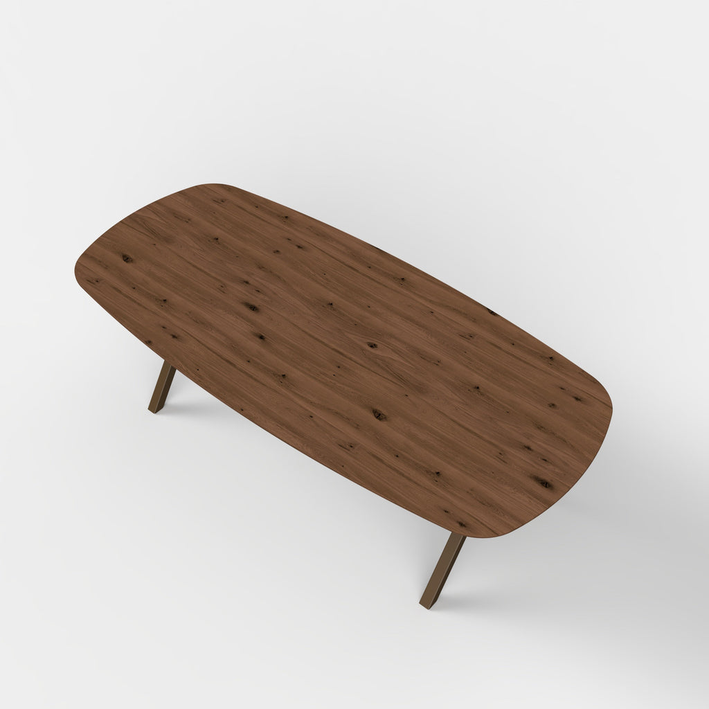 Deens ovale eiken eettafel Tess - Mokka - onderstel anodic brown