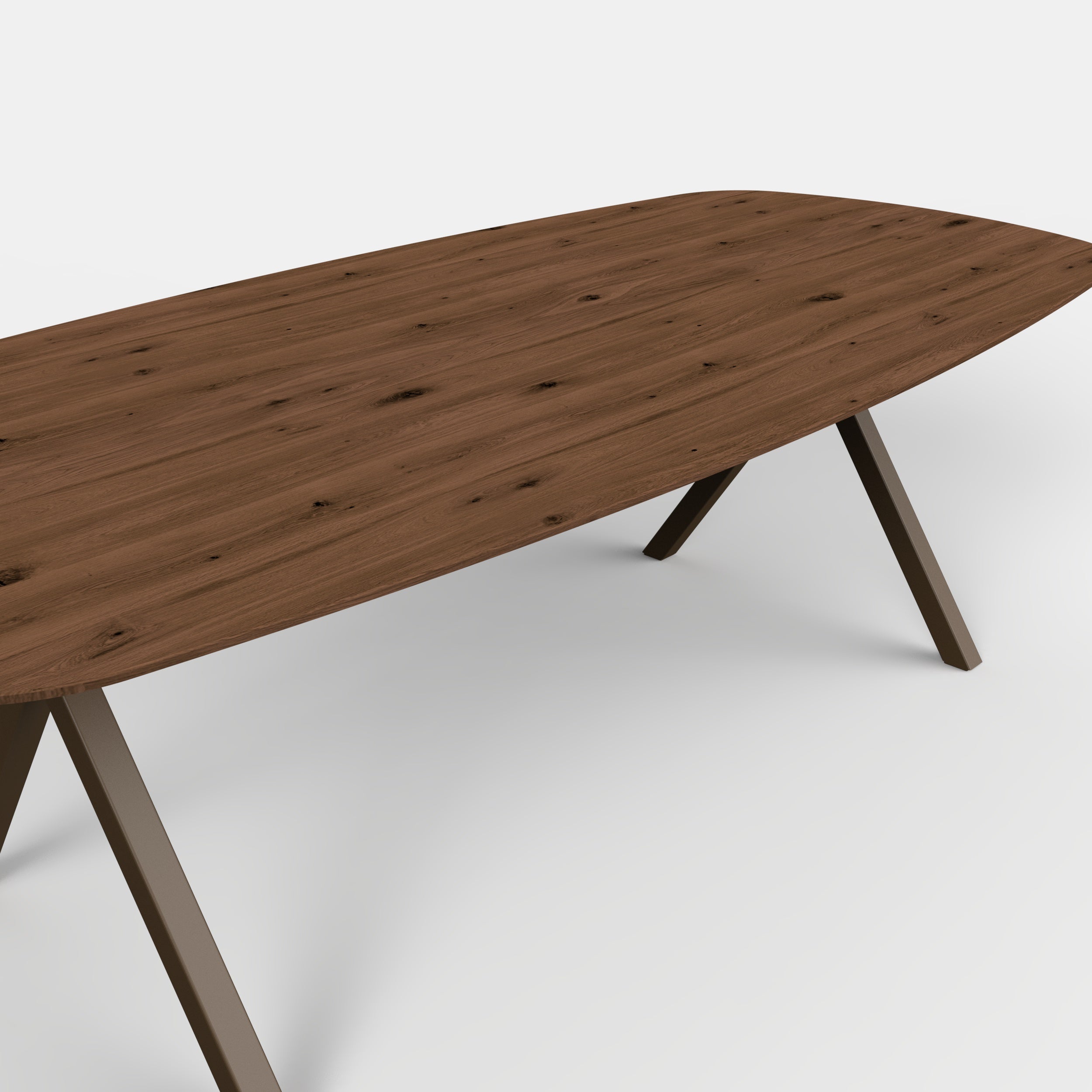 Deens ovale eiken eettafel Tess - Mokka - onderstel anodic brown