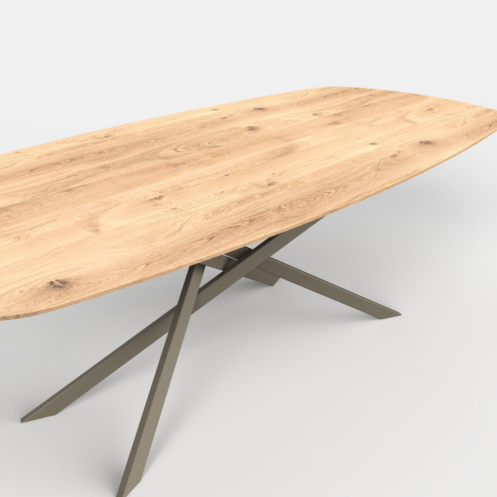 Deens ovale eiken eettafel mikado - ultra mat - onderstel beige