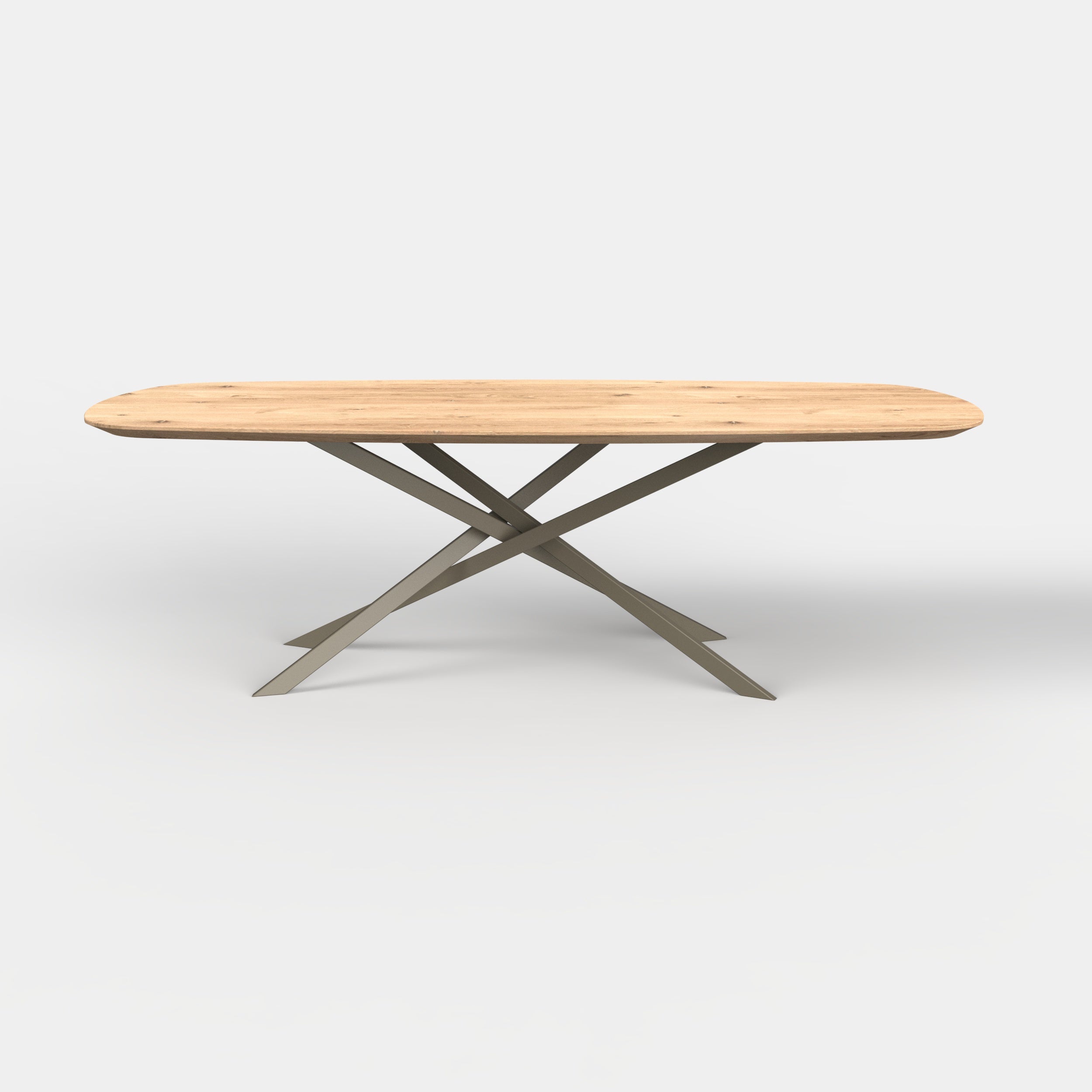 Deens ovale eiken eettafel mikado - ultra mat - onderstel beige