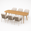 Deens ovale iroko tuinset Finn - 6 tuinstoelen Liv champagne