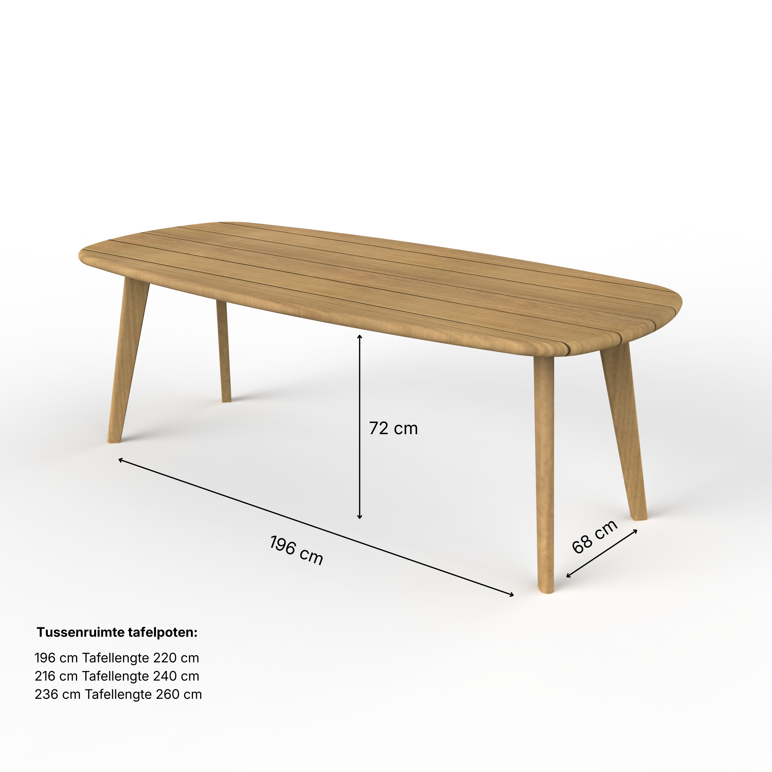 Deens ovale iroko tuintafel Finn