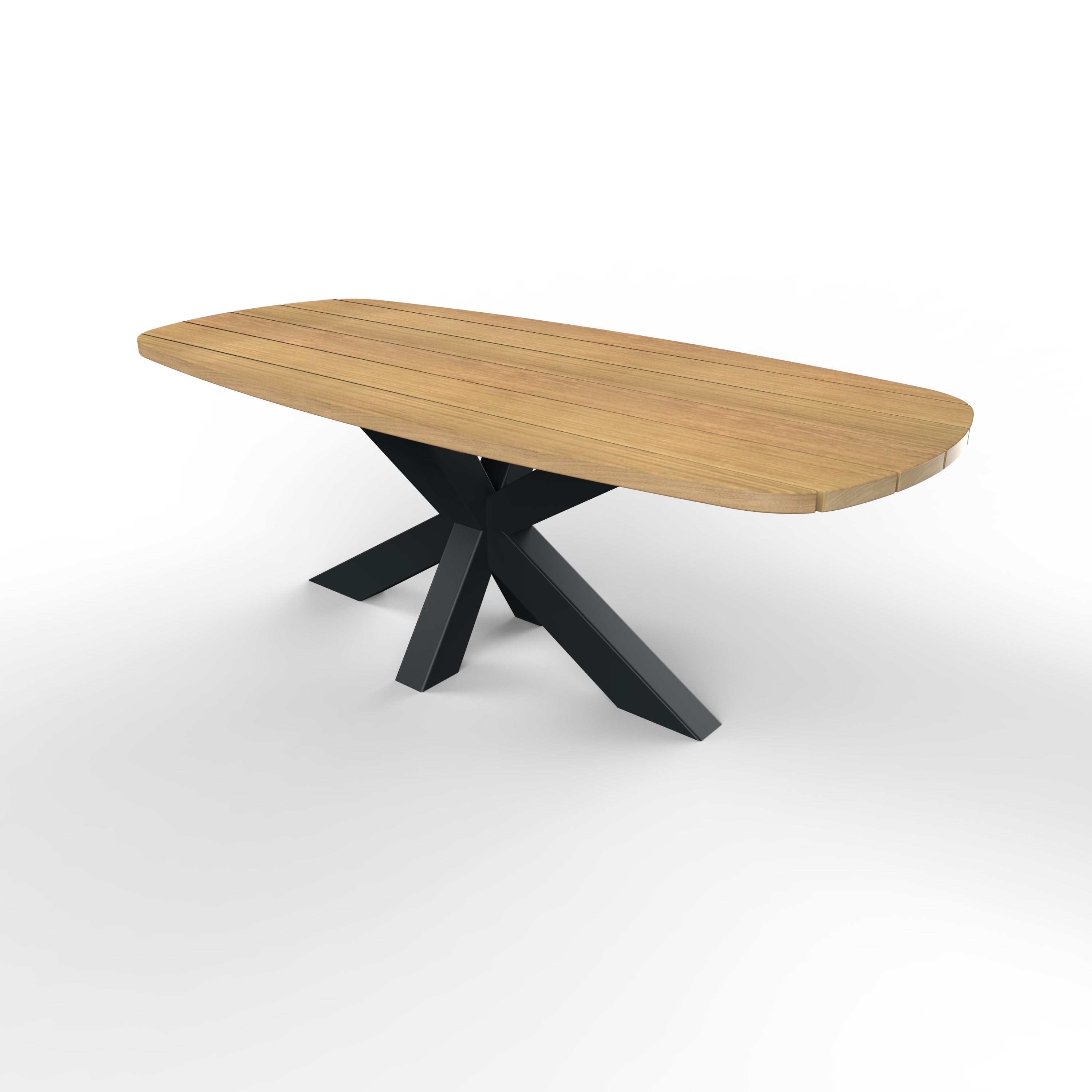 Deens ovale Iroko tuintafel met matrixpoot