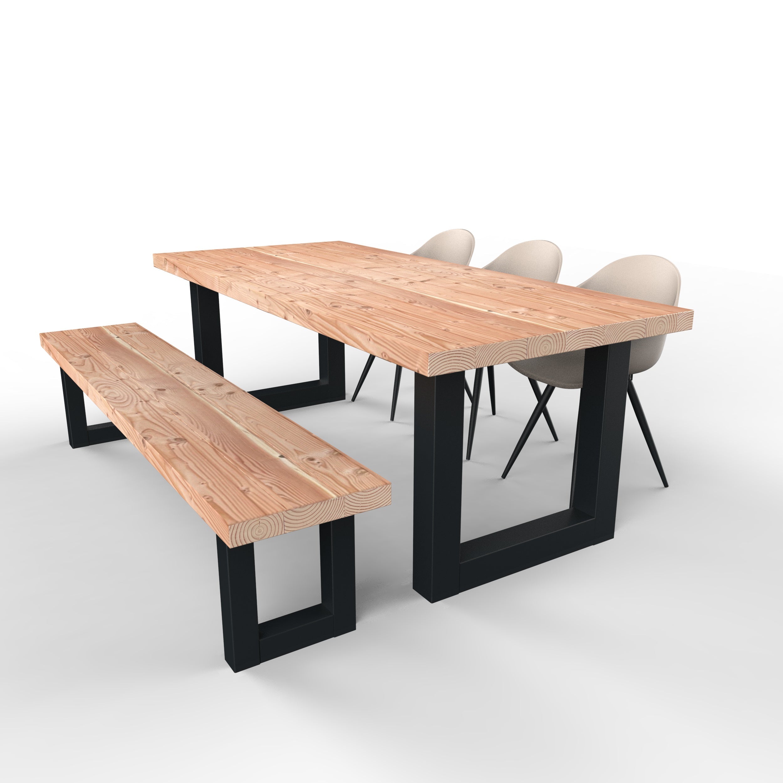 Douglas tuinset met stalen U-poten zwart - 3 tuinstoelen luca - stel zelf samen