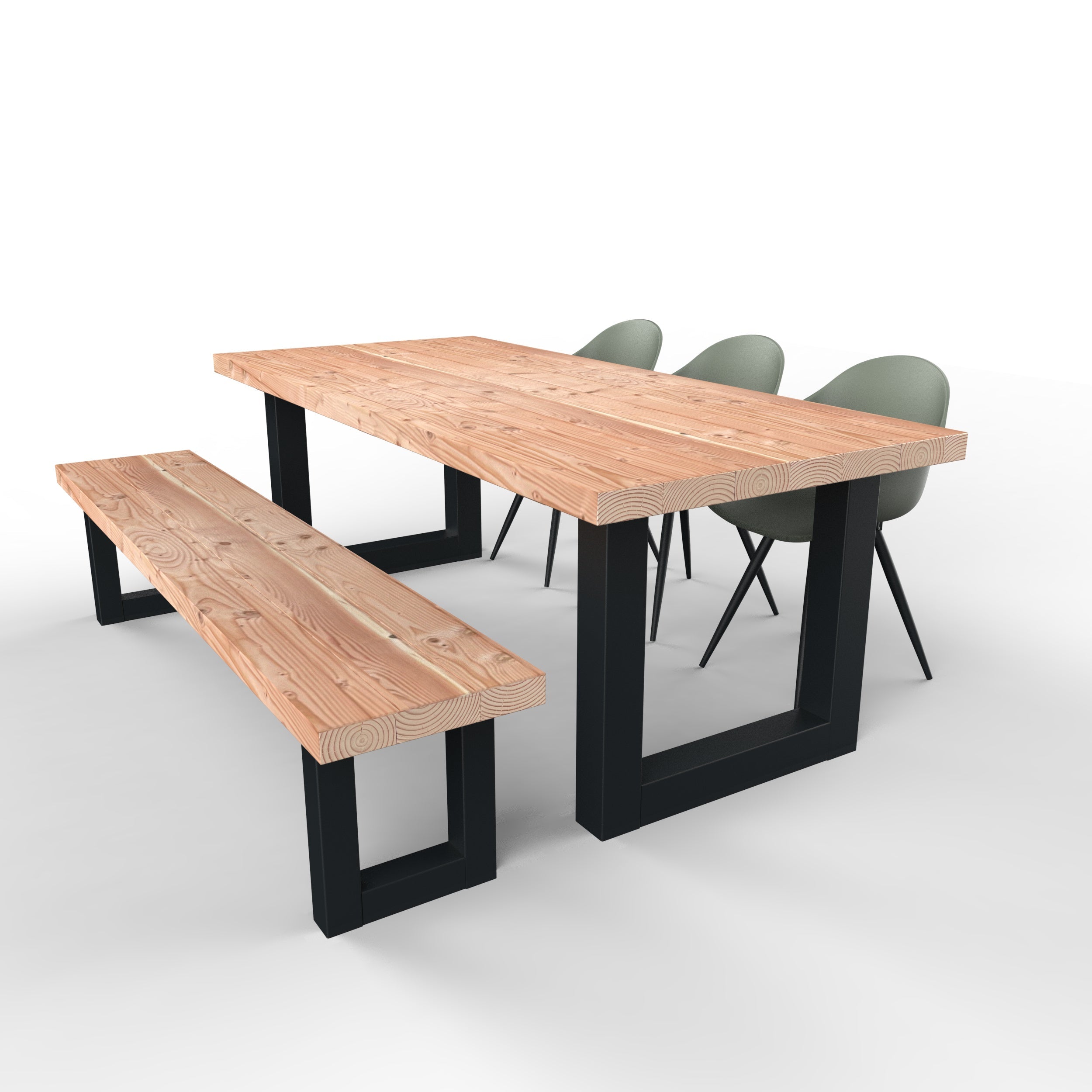 Douglas tuinset met stalen U-poten zwart - 3 tuinstoelen luca - stel zelf samen