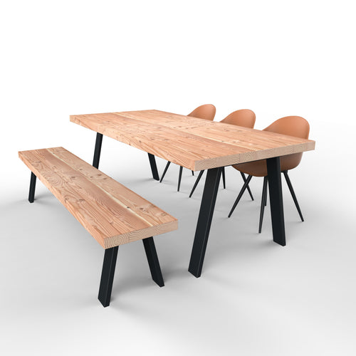 Douglas tuinset met stalen trapezium poten  zwart - 3 tuinstoelen luca - stel zelf samen