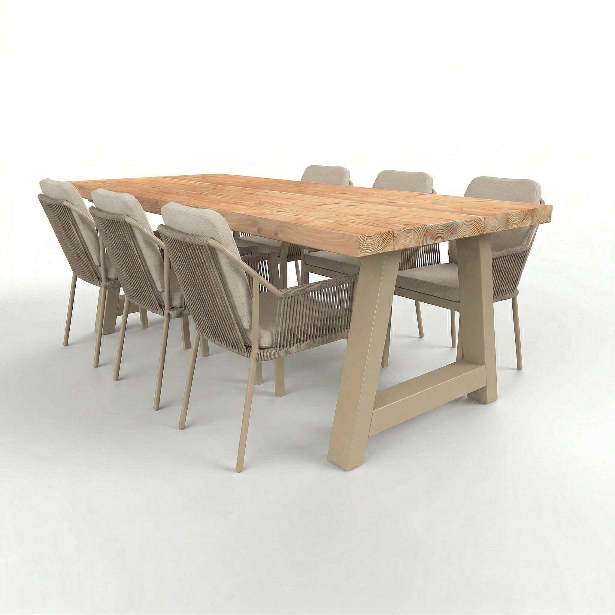 Douglas tuinset met stalen A-poten beige - 6x Tuinstoel liv