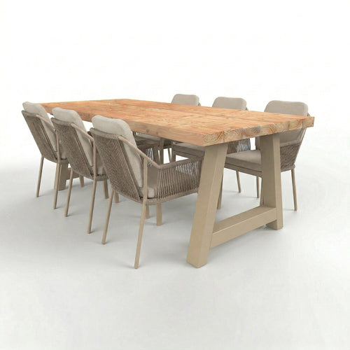 Douglas tuinset met stalen A-poten beige - 6x Tuinstoel liv