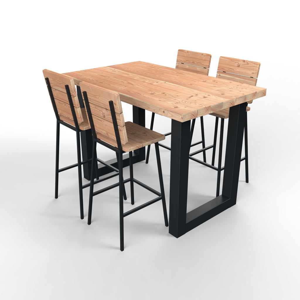 Douglas barset met stalen U-poten zwart - 5 delig