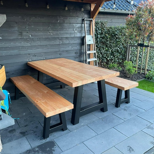 Douglas tuinset met stalen A-poten 3-delig