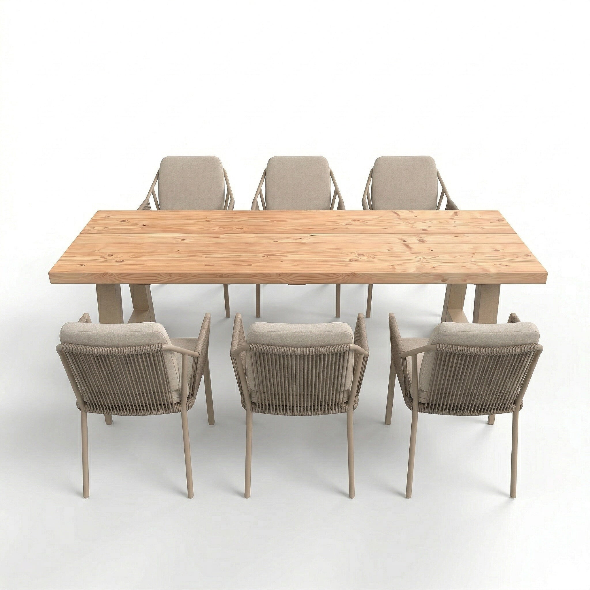 Douglas tuinset met stalen A-poten beige - 6x Tuinstoel liv