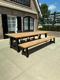 Iroko tuinset A-poten zwart met bank 8 persoons - 300 cm