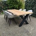 Iroko hardhouten tuintafel X-poten