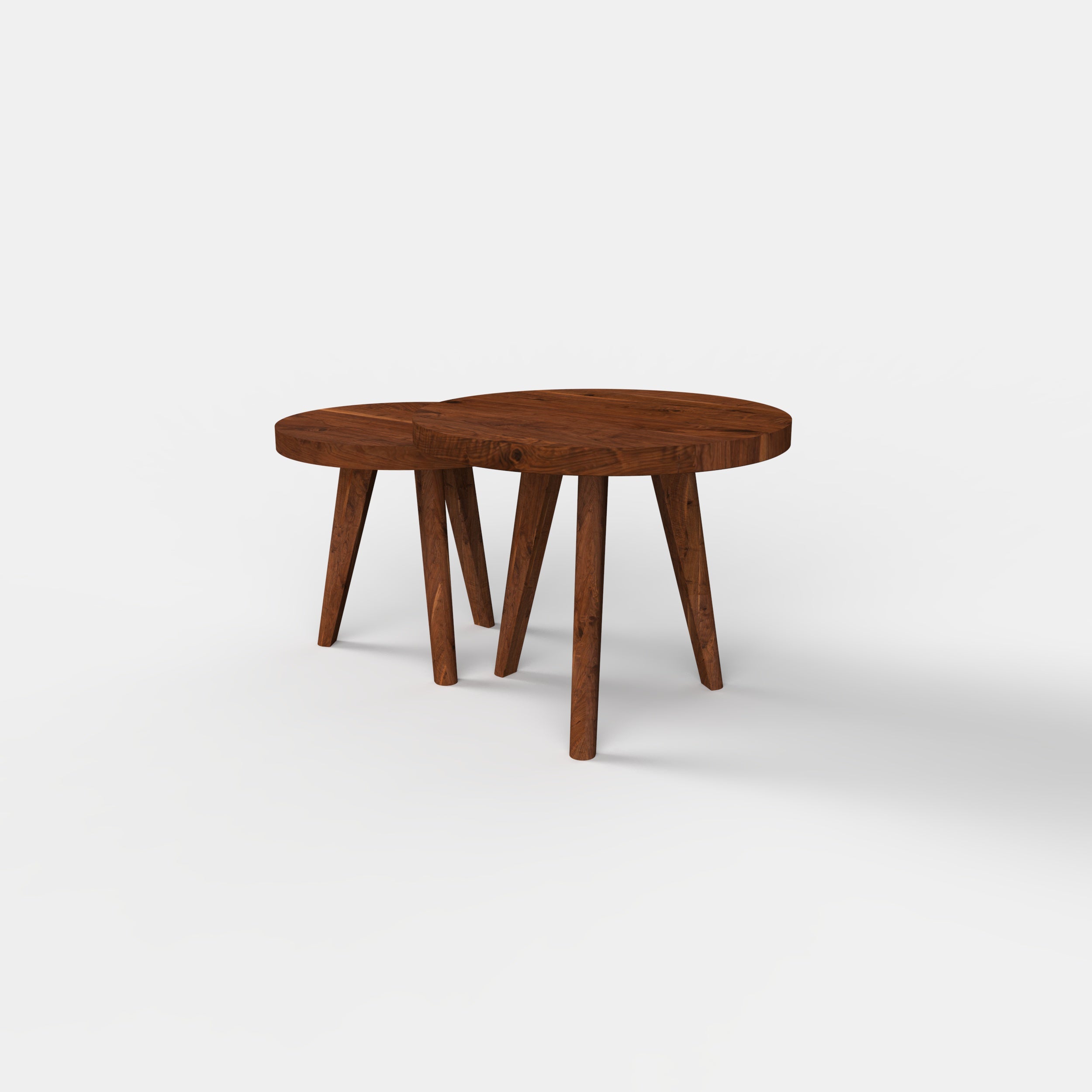 Ronde notenhouten salontafelset Finn