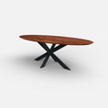 Ovale notenhouten eettafel matrix 10x3 cm
