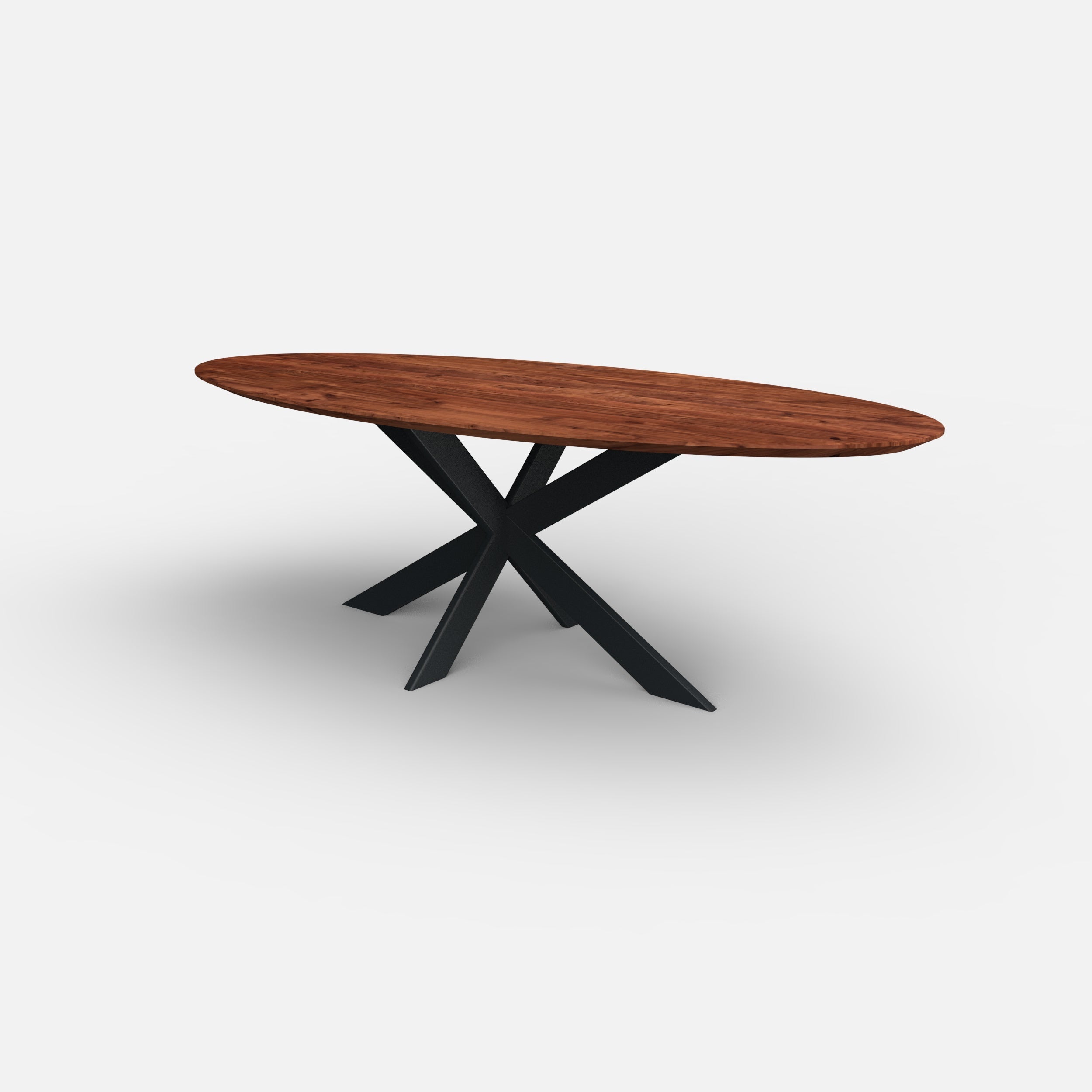 Ovale notenhouten eettafel matrix 10x3 cm